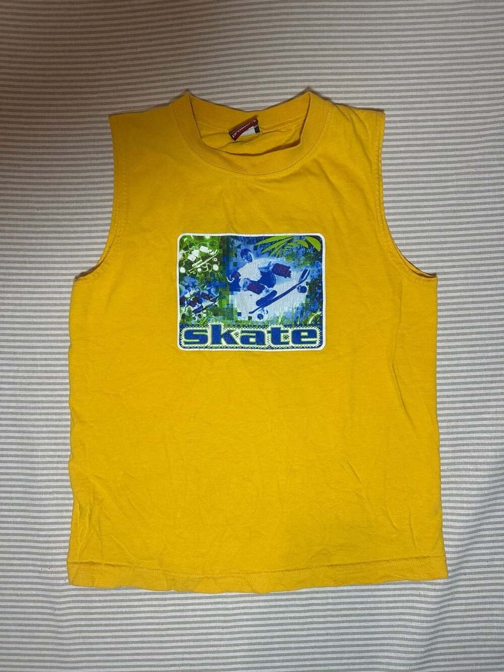 Prospirit Skate Tank Top Kids Size Small Yellow Graphic